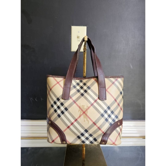 Authentic Burberry Haymarket Nova Check Canvas Small Tote Bag - Picture 8 of 9